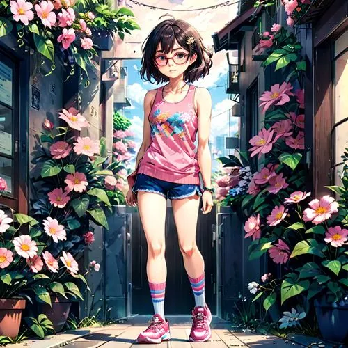 chihiro,nanako,girl in flowers,asahina,miku maekawa,flower background,Anime,Anime,General