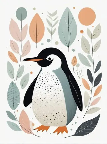 A cute penguin clipart, organic forms, in the style of Jon Klassen, desaturated light and airy pastel color palette, nursery art, white background








,fairy penguin,magellanic penguin,chinstrap p