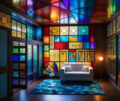 colorful glass,cube house,mondrian,shashed glass,kids room,great room,Unique,Paper Cuts,Paper Cuts 08