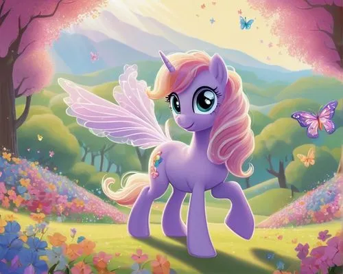 flutter,spring background,springtime background,flower background,spring leaf background,my little pony,lilac blossom,boast,apple blossom,sunburst background,rosa 'the fairy,unicorn background,spring unicorn,paper flower background,blossoming apple tree,precious lilac,girl pony,dusk background,twiliight,pony,Art,Artistic Painting,Artistic Painting 48