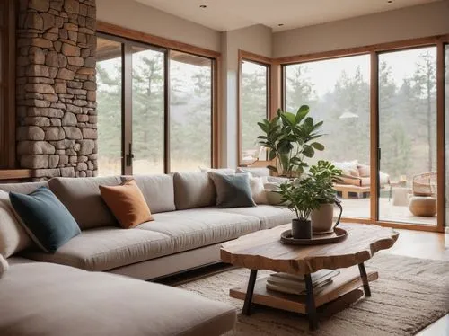 sunroom,family room,mid century modern,alpine style,the cabin in the mountains,living room,wooden beams,contemporary decor,rustic aesthetic,coziness,mid century house,modern living room,livingroom,sitting room,fire place,coziest,chalet,modern decor,bonus room,chaise lounge,Illustration,Japanese style,Japanese Style 09