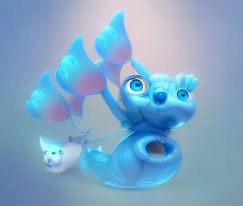 Weird blue creature crying about something sad,smurf figure,water glace,scandia gnome,water creature,3d figure,cuthulu,skylander giants,water bomb,cat on a blue background,icemaker,gnome ice skating,3