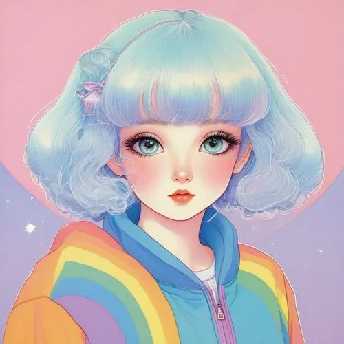 soft pastel,cotton candy,pastel colors,pastels,bubble gum,pastel,eleven,rainbow pencil background,marshmallow,candy island girl,neon candies,cyan,colorful doodle,pastel paper,artist doll,milky,soft robot,tumblr icon,retro girl,color pencils,Illustration,Retro,Retro 07