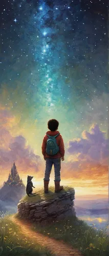 mario,super mario brothers,cosmos,the wanderer,journey,traveler,the horizon,the universe,super mario,wanderer,a journey of discovery,cg artwork,studio ghibli,world digital painting,meditating,bear guardian,stargazing,starscape,pilgrimage,universe,Art,Classical Oil Painting,Classical Oil Painting 13