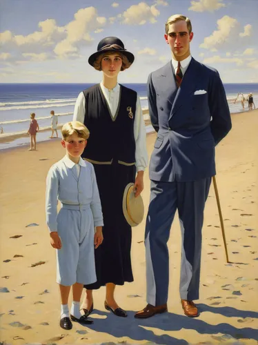 mother and grandparents,people on beach,the touquet,parents with children,herring family,grandparents,parents and children,the dawn family,1940 women,mulberry family,1940,grandchildren,oleaster family,scheveningen,1952,lido di ostia,mother and father,young couple,sun hats,birch family,Art,Artistic Painting,Artistic Painting 30