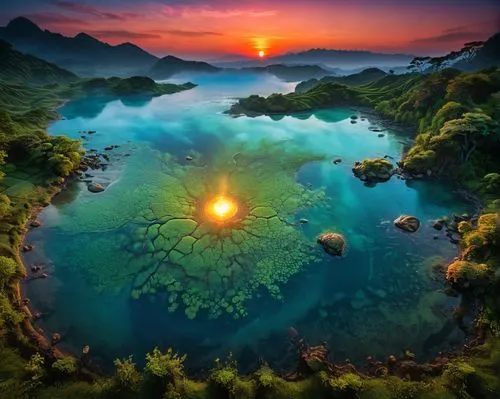 volcanic lake,volcano pool,tailandia,underwater landscape,fantasy landscape,indonesia,Photography,General,Fantasy