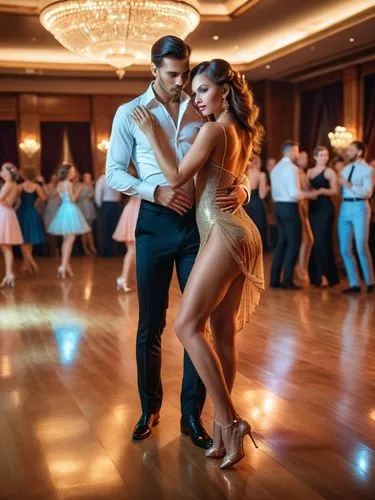 Grand beauty on the dance floor. Her lover behind.,two people dancing in a dance studio at a ball,milonga,tango argentino,argentinian tango,dancing couple,kizomba,pasodoble,Photography,General,Realist