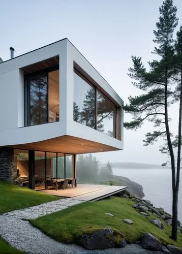 house by the water,snohetta,cubic house,dunes house,new england style house,modern house,Photography,General,Natural