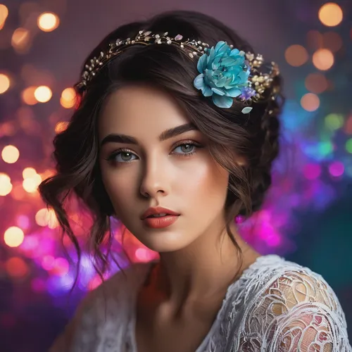 beautiful girl with flowers,romantic portrait,romantic look,girl in a wreath,flower crown,vintage floral,floral wreath,bridal jewelry,mystical portrait of a girl,princess crown,vintage woman,girl in flowers,wreath of flowers,bridal accessory,spring crown,quinceañera,vintage girl,portrait photography,vintage flowers,flower garland,Art,Classical Oil Painting,Classical Oil Painting 15