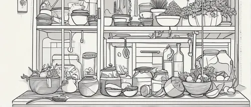 Compose a suspenseful story about a raddish that mysteriously disappears from the kitchen.,house plants,coloring page,kitchen shop,apothecary,potted plants,shelves,pantry,houseplant,flower shop,kitche