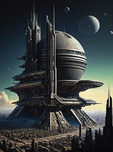 cardassia,sulaco,futuristic landscape,skylstad,futuristic architecture,coruscant,deltha,skyterra,ordos,spaceport,delamar,coruscating,bajor,metropolis,areopolis,citadels,sci - fi,space port,arcology,sedensky,Art,Artistic Painting,Artistic Painting 28