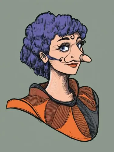 a cartoon of an alien in a woman's face,enza,violet head elf,ayeka,devora,kazzia,yurko,Illustration,Japanese style,Japanese Style 07