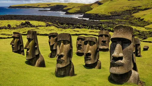 Create a poem capturing the enigmatic beauty of Easter Islands.,easter island,easter islands,rapa nui,the moai,rapanui,moai,heads of royal palms,stone statues,acores,the azores,azores,stone circles,st