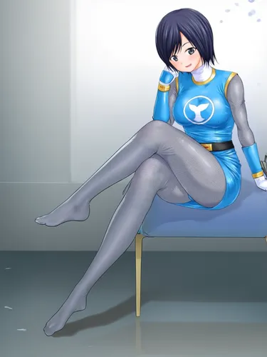 kayano,yuzu,fuki,sapphire,futon,sitting on a chair,protective suit,blu,cobalt,blue room,himuto,sonoda love live,gentiana,piko,gain,aqua studio,rei ayanami,lotus position,anime 3d,new concept arms chair