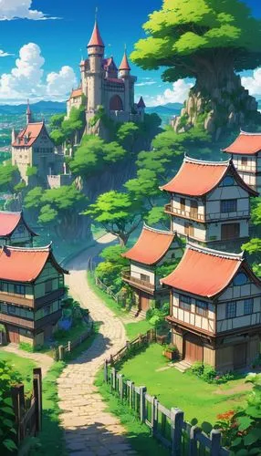 butka,ghibli,studio ghibli,meteora,yazaki,knight village,seborga,kanto,yoshikuni,nakama,aurora village,machico,teikoku,miyazaki,kazoku,kotoinazuma,takahata,asanosho,kubo,yamada's rice fields,Illustration,Japanese style,Japanese Style 03