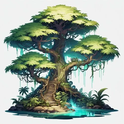 tropical tree,dragon tree,flourishing tree,rosewood tree,maplestory,tree,Illustration,Abstract Fantasy,Abstract Fantasy 11