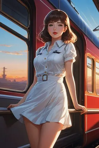 railmotor,stationmaster,the girl at the station,retro girl,trainman,retro woman,Photography,Documentary Photography,Documentary Photography 15