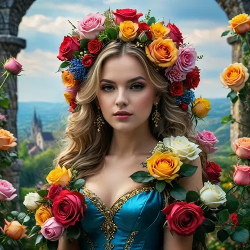 shipka,beautiful girl with flowers,margairaz,yelizaveta,elizaveta,colorful roses,Photography,General,Fantasy