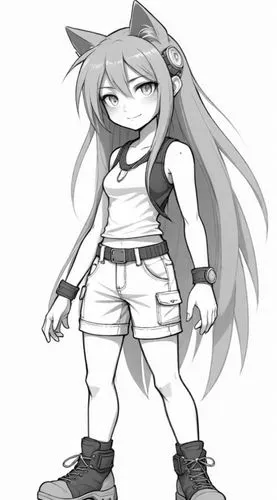 grayscale,tomboys,chibi girl,greyscale,megatokyo,revy,Design Sketch,Design Sketch,Detailed Outline