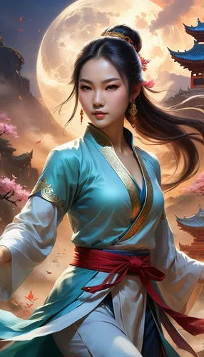 Kung fu master, beautiful girl,yi sun sin,xing yi quan,mulan,wuchang,chinese art,korean culture,hanbok,chinese background,oriental princess,korean history,zui quan,wushu,oriental painting,yuan,orienta