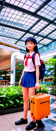 the japanese doll,japanese doll,model train figure,tilt shift,travel woman,haneda,anime japanese clothing,changi,female doll,plastic model,3d figure,shopping mall,anime 3d,stewardess,osaka station,delta sailor,sailor,cosplayer,kantai collection sailor,luggage,Illustration,Japanese style,Japanese Style 03