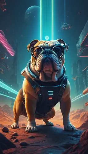 Create a sci-fi world where peanut bulldogs possess telepathic abilities and save the day.,renascence bulldogge,pug,bulldog,dwarf bulldog,peanut bulldog,ursa,australian bulldog,toy bulldog,chow-chow,s