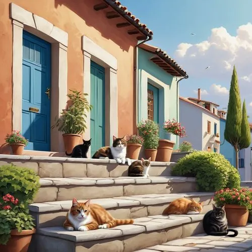 cat greece,cat european,serenata,roof landscape,terrasse,cat's cafe,siesta,cat family,cats on brick wall,provencal,houses clipart,terrace,house roofs,cat resting,skyclan,terraza,cat lovers,provencal life,french digital background,cattery,Photography,General,Realistic