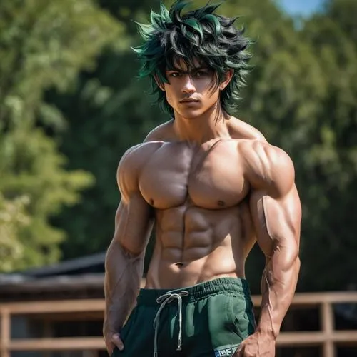 my hero academia,jin deui,son goku,goku,takikomi gohan,cosplay image,nikko,kai yang,alm,anime boy,cosplayer,body building,dragonball,kai ken,dragon li,muscle man,naruto,cosplay,male elf,muscular,Illustration,Abstract Fantasy,Abstract Fantasy 14