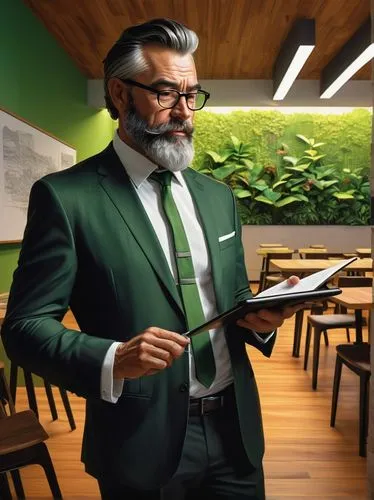 hultgreen,businessman,professedly,barista,sfm,restauranteur,business man,principal,torvald,graybeard,professeur,sprezzatura,profesor,waiter,greenscreen,green background,friedemann,restaurateur,dziekanski,green jacket,Conceptual Art,Oil color,Oil Color 04