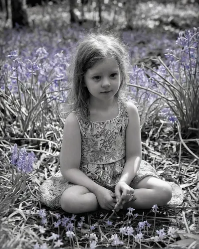 Leeds children photography: little girl sitting in the middle of a bluebell patch,girl picking flowers,girl in flowers,beautiful girl with flowers,picking flowers,girl in the garden,flower girl,innoce