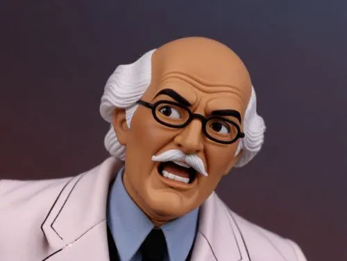  
bald on top of head white haired mustache open mouth  male 1/6th scale doll,a close up of a toy man wearing glasses and a suit,cartoon doctor,bugenhagen,pochman,benegal,mitrovich,khatchaturian