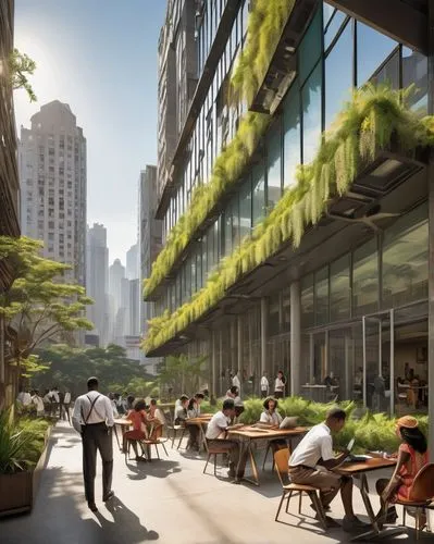 microhabitats,urban design,transbay,wintergarden,ecotopia,tishman,biopolis,roof garden,liveability,renderings,capitaland,sathorn,bjarke,smart city,taikoo,urban development,hudson yards,highline,conservancy,skyways,Illustration,Realistic Fantasy,Realistic Fantasy 21