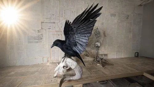 3d crow,raven sculpture,witkin,microraptor,balaur,archaeopteryx