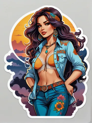 rosa ' amber cover,jean button,jean jacket,vector illustration,game illustration,rosa bonita,dribbble,fashion vector,twitch icon,clipart sticker,vector graphic,vanessa (butterfly),download icon,denim jacket,life stage icon,denim background,retro girl,jeans background,maya,santana,Unique,Design,Sticker