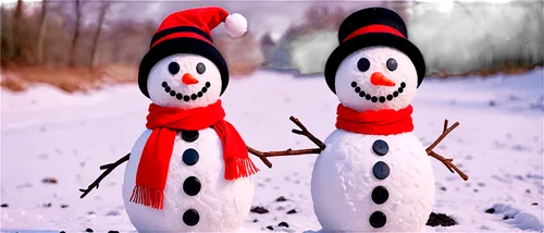 Winter scenery, solo snowman, cartoon style, white body, black hat, red scarf, coal eyes, carrot nose, smiling face, snowy ground, frosty air, soft focus, shallow depth of field, warm color tone, fest