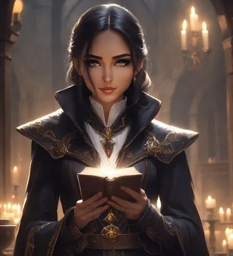 fantasy portrait,sorceress,candlemaker,candlelight,mystical portrait of a girl,magic grimoire,gothic portrait,scholar,jaya,libra,romantic portrait,game illustration,prayer book,binding contract,fantas