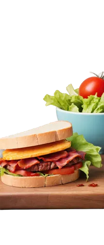 Delicious sandwich, food photography, crusty bread, juicy meat, melted cheese, fresh lettuce, tomato slices, crispy bacon, condiments, wooden cutting board, natural light, shallow depth of field, appe