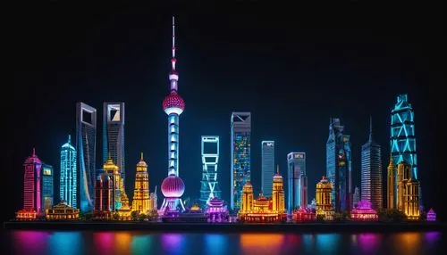 guangzhou,shanghai,dubia,dubai garden glow,dubai,tianjin,city skyline,colorful city,nanjing,electric tower,burj,burj khalifa,chengdu,fantasy city,lotte world tower,zhangzhou,lujiazui,hangzhou,international towers,wallpaper dubai,Illustration,Retro,Retro 11