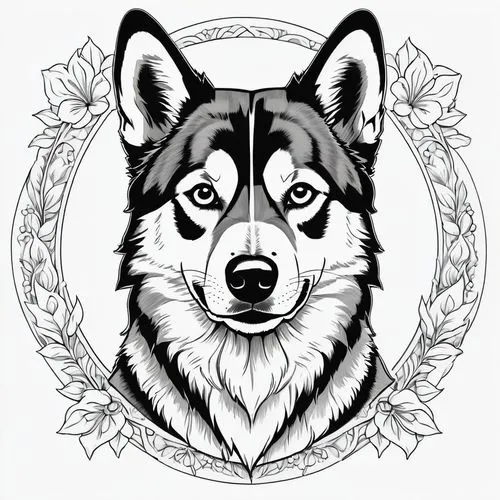 dog line art,balto,canidae,line art animal,telegram icon,aleu,Illustration,Black and White,Black and White 24