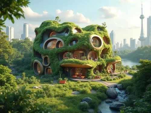 ecotopia,tree house,treehouses,ecovillages,tree house hotel,house in the forest,ecovillage,treehouse,terraformed,forest house,earthship,cubic house,futuristic architecture,cartoon forest,greenhut,futuristic landscape,fairy house,fantasy city,whoville,green living,Photography,General,Realistic