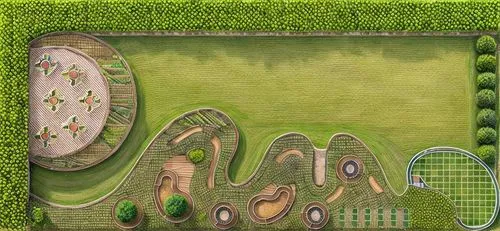 Top View, Landscape design, in the grassland background,  Watercolor style,golf landscape,golf course background,golf resort,golf lawn,golf hole,pitch and putt,golf course,feng shui golf course,mini g