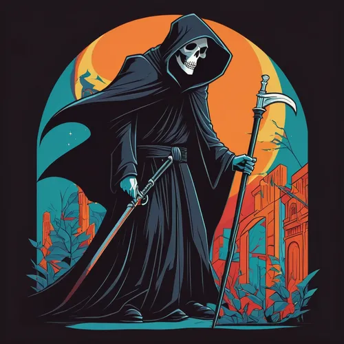 grim reaper,grimm reaper,dance of death,scythe,darth vader,vader,reaper,darth wader,death god,dracula,doctor doom,danse macabre,shredder,days of the dead,angel of death,murder of crows,friar,grim,halloween illustration,undead warlock,Illustration,Vector,Vector 06