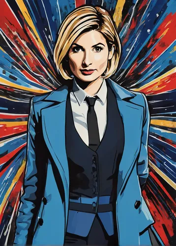 13th-doctor bbc bbc-america doctor-who tag-entertainment jodie-whittaker,female doctor,doctor who,dr who,olallieberry,the doctor,head woman,twelve,regeneration,tardis,cartoon doctor,eleven,pop art bac