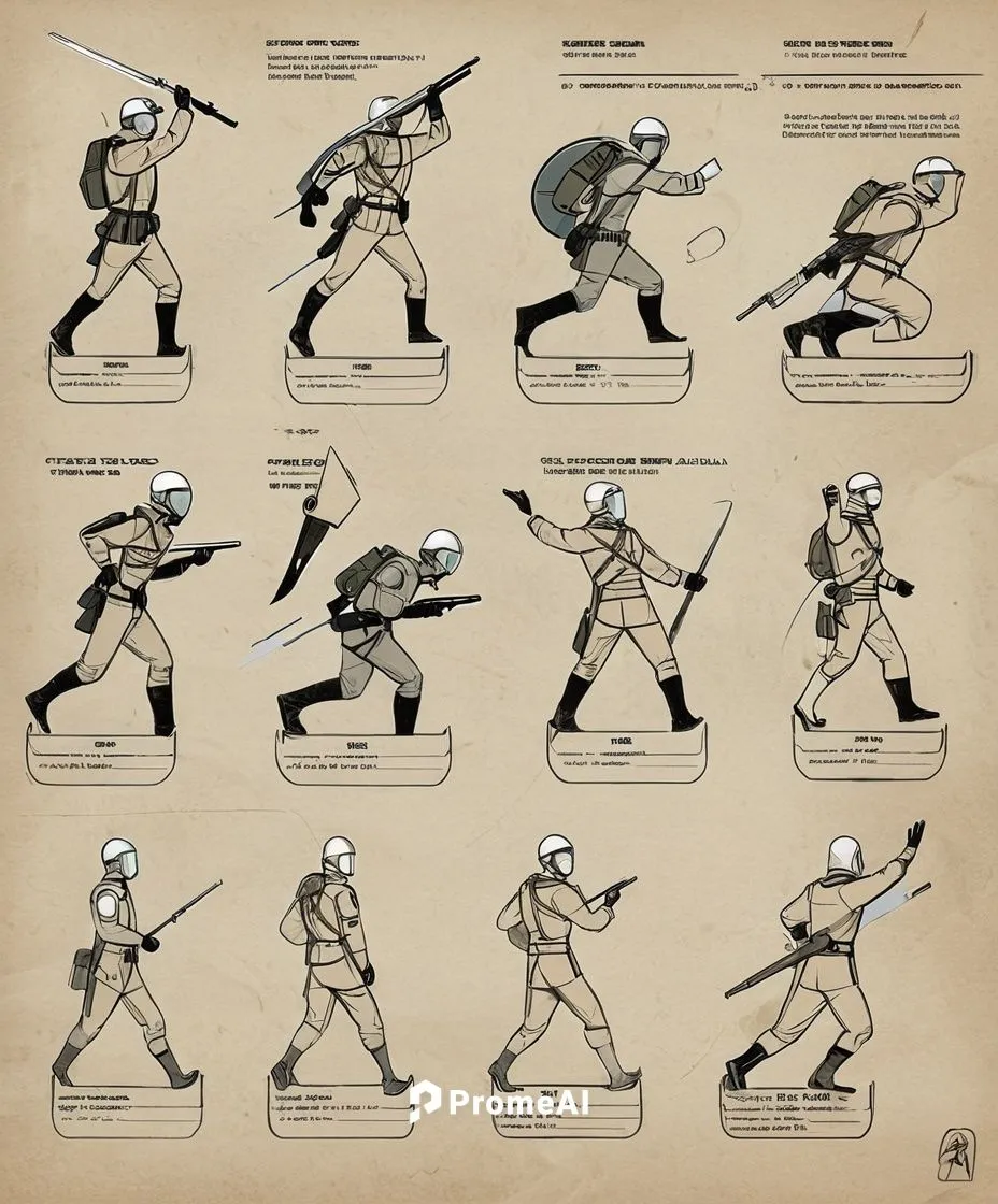 futuristic soviet Russian soldier with helmet,fighting poses,marine corps martial arts program,shield infantry,eskrima,japanese martial arts,swordsmen,infantry,storm troops,play figures,pathfinders,fe