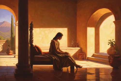 woman praying,the annunciation,praying woman,woman sitting,woman at the well,oil painting,oil painting on canvas,oberlo,church painting,woman playing,girl studying,italian painter,persian poet,woman at cafe,girl praying,the prophet mary,indian art,girl sitting,oil on canvas,contemplation,Conceptual Art,Daily,Daily 12