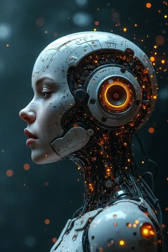 a chronoglaciophobiomechanical with AI technology style


,a robot woman with glowing yellow lights in the back,ai,cyborg,transhumanism,transhuman,artificial intelligence,transhumanist