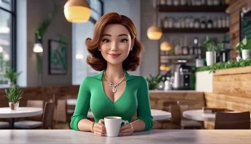 barista,woman drinking coffee,bussiness woman,nigella,businesswoman,moneypenny,Unique,3D,3D Character