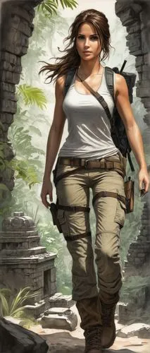 lara,female warrior,kovco,lori,croft,mercenaria,female runner,miesha,shanna,warrior woman,redfield,jolliet,paleobotanist,cassandra,woman walking,kahlan,woman holding gun,sci fiction illustration,turok,enza,Illustration,Black and White,Black and White 30