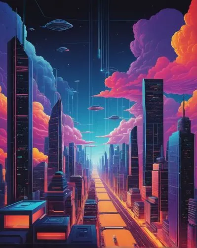 futuristic landscape,cloudstreet,cybercity,synth,cityscape,metropolis,digitalism,fantasy city,cyberpunk,colorful city,cyberscene,cybertown,skyscrapers,futurist,cyberworld,cyberia,futuristic,hypermodern,sky,polara,Conceptual Art,Sci-Fi,Sci-Fi 16