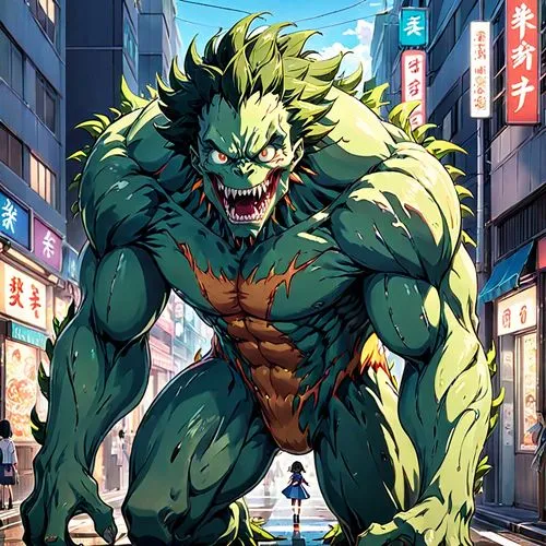 shinjuku,hulk,my hero academia,godzilla,kangkong,incredible hulk,dinokonda,asakusa,green dragon,akita,wasabi,nikuman,tokyo city,wuhan''s virus,sensoji,gangneoung,avenger hulk hero,brute,shibuya,king kong,Anime,Anime,Realistic